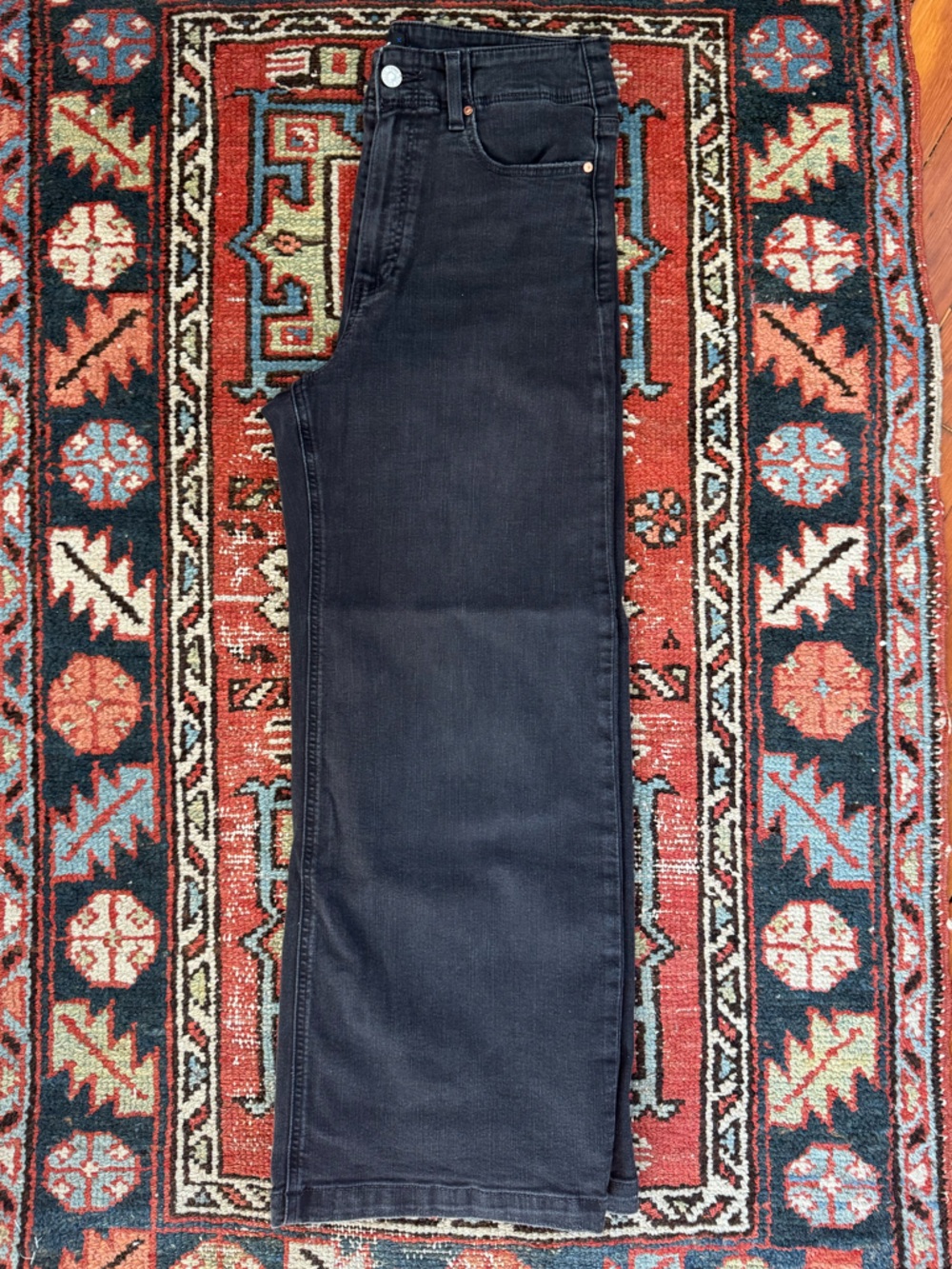 PAIGE Anessa Wide Leg Cropped High-Rise Jeans in Black Wash - Picture 6 of 7